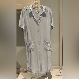 Aritzia Wilfred Free Lightweight Short Sleeve Midi Shirt Dress